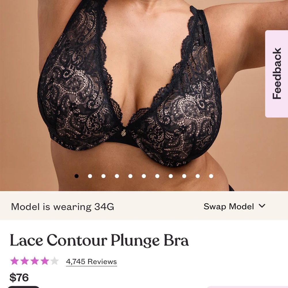 SOLD………..ThirdLove 24/7 lace contour plunge bra